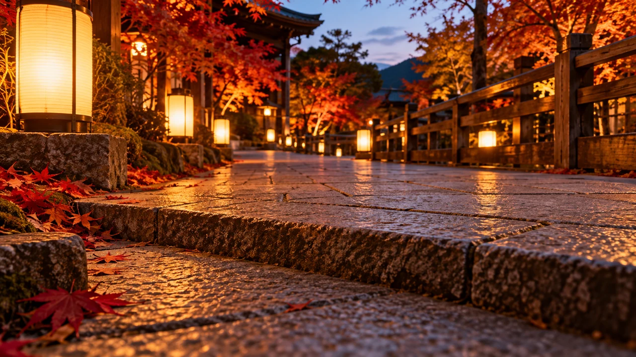 足元まで明るく照らされた、人のいない夜の通路