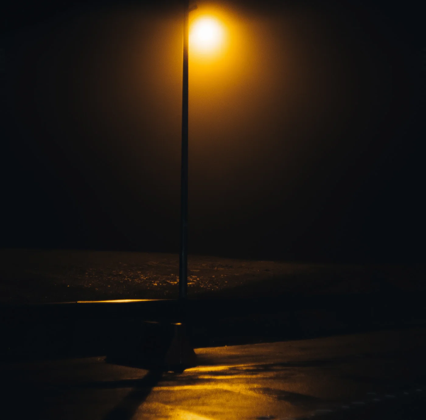 夜の路面に映る光
